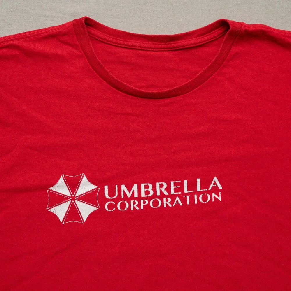 Vintage Y2k Umbrella Corporation Logo Red TShirt Adult XXL Distressed Video Game